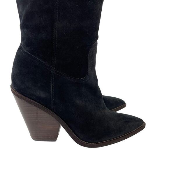 Sam Edelman Black Indigo Suede Leather Knee High Pointed Toe Boot Size 8.5 - Picture 4 of 16